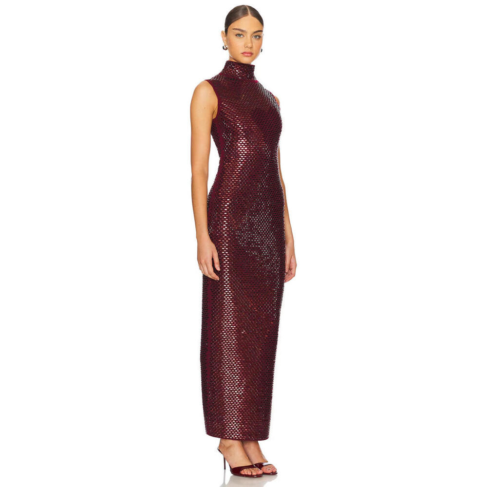 Retrofete Burgundy Sequin Maxi Dress - Picture 2 of 16